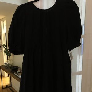 Black linen cottony dress